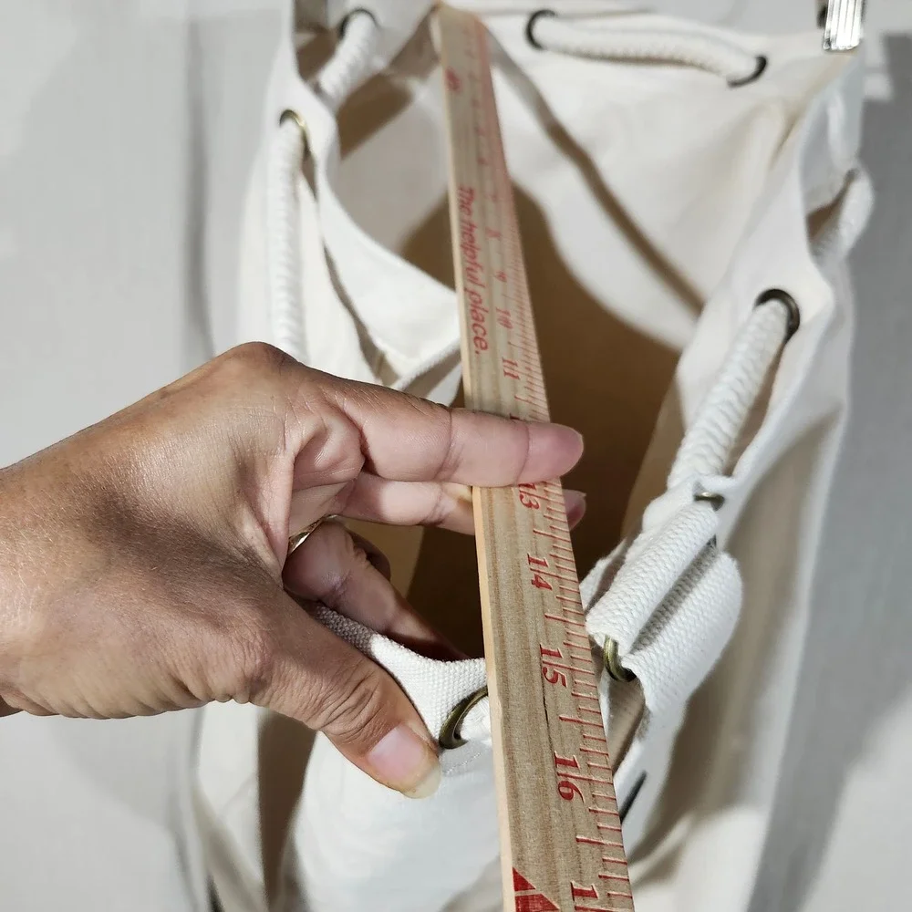 Lands End Canvas Laundry Bag Natural‎ Khaki Drawstring Shoulder Strap Large Dorm
